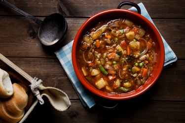 minestrone soup on the pot