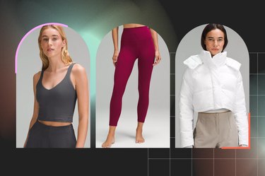 three Lululemon Black Friday finds against dark background.