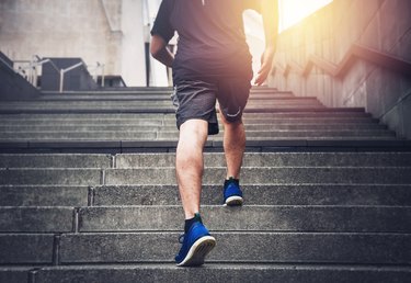 Man walking up stairs during workout