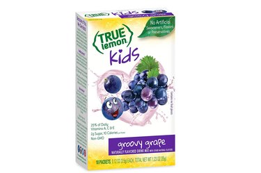 box of True Lemon Kids water flavoring on white background